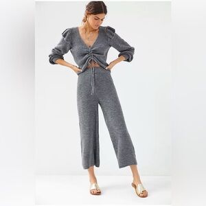 Daily Practice by Anthropologie Ruffled Knit Lounge Sweater + Pants Set Size L